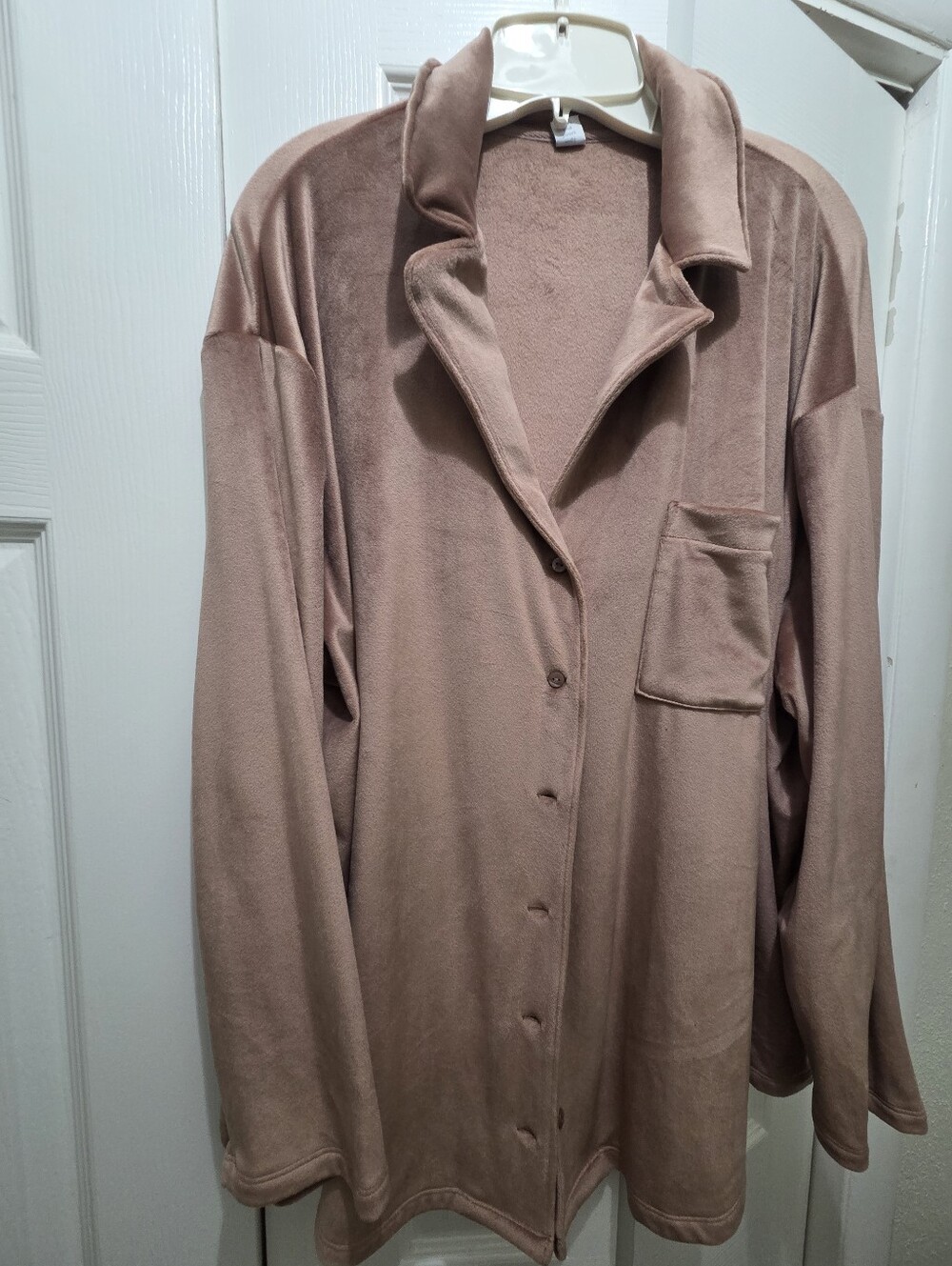 Women's Old Navy Velour Button Front Shirt Jacket in Dusty Rose 2X